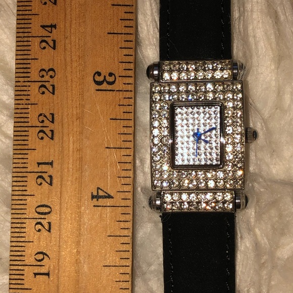Black suede and crystal watch. - Picture 2 of 7